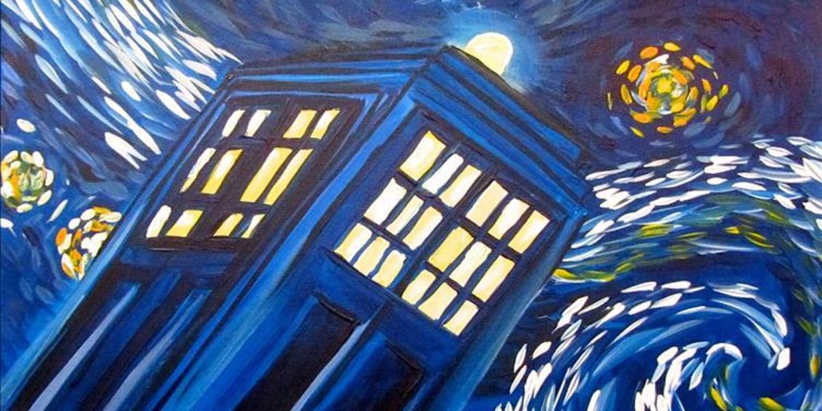 Phonebooth on a Starry Night Paint and Sip by Classpop!™, Painting