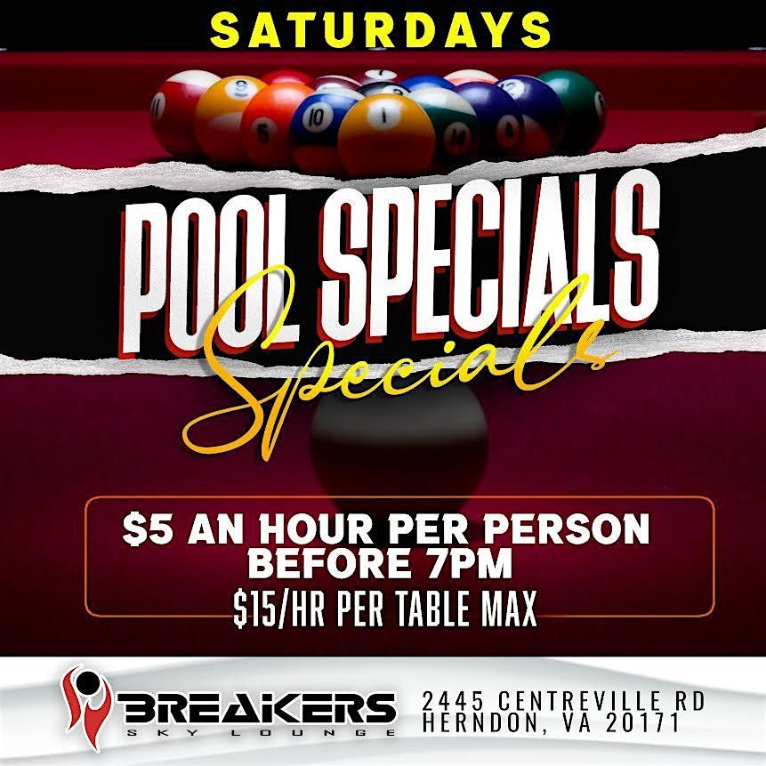Free Pool Sundays, Breakers Sky Lounge, Herndon, 24 March 2024