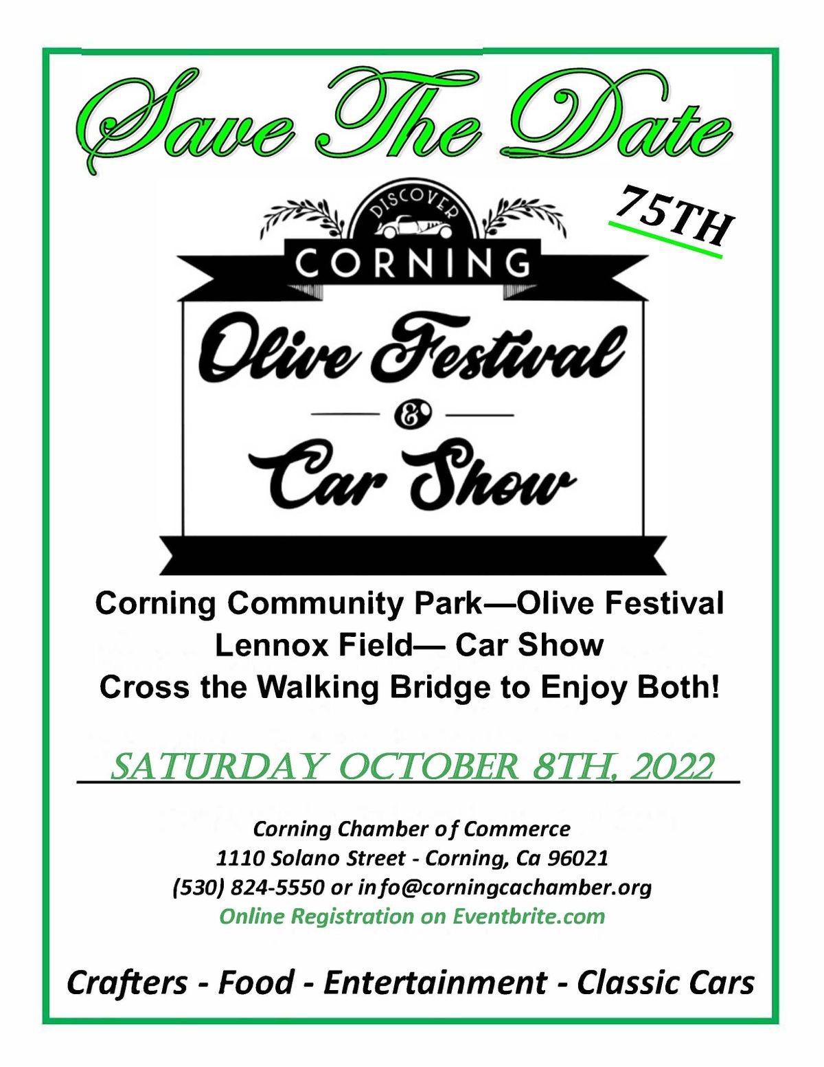Corning Chamber Olive Festival Car Show, Lennox Park, Corning, October