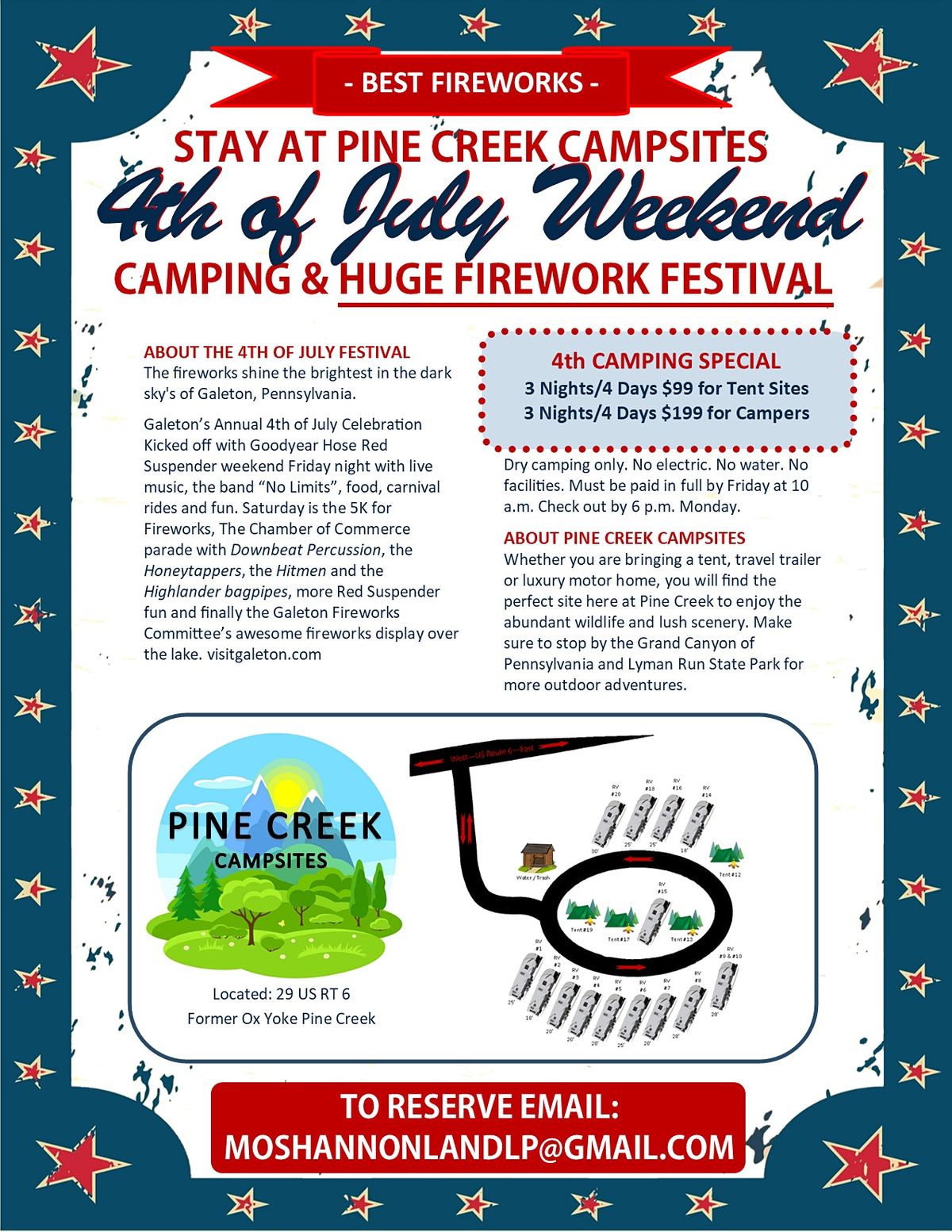 Fireworks and Camping Pine Creek Campsites, Galeton, July 1 to July 4 AllEvents.in