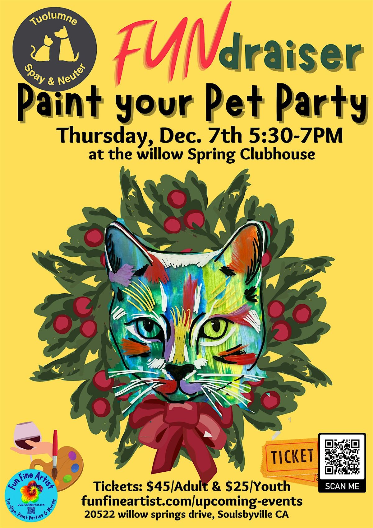 Paint your Pet PartyFUNdraiser, 20522 Willow Springs Dr, Soulsbyville