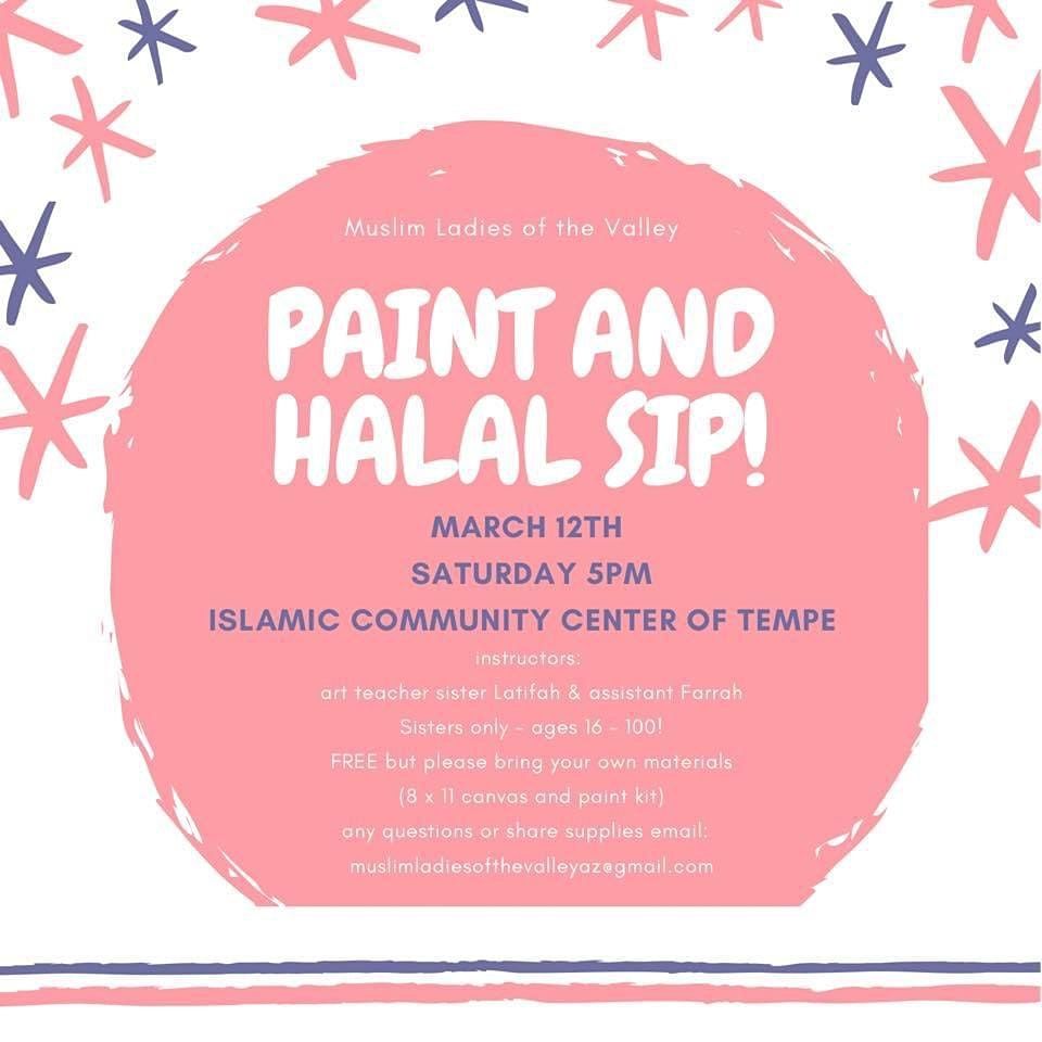Paint and halal sip with sis Latifah, Tempe Mosque (Islamic Community