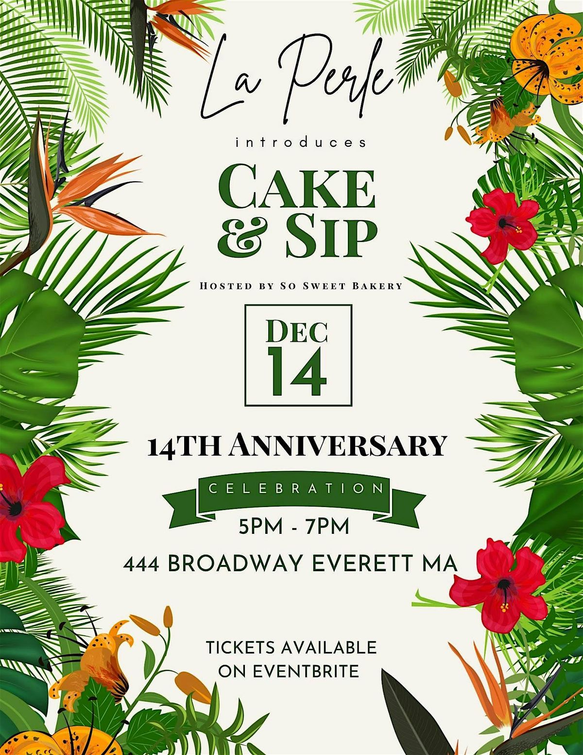 La Perle Cake n Sip, 14 December | Event in Everett | AllEvents