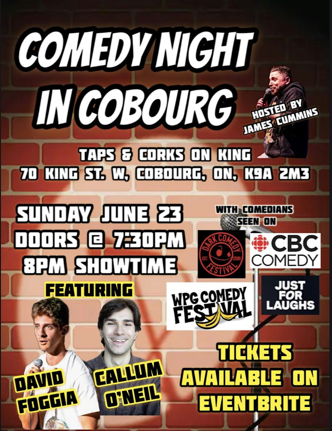 Comedy Night In Cobourg, Taps & Corks On King, Cobourg, 23 June 2024