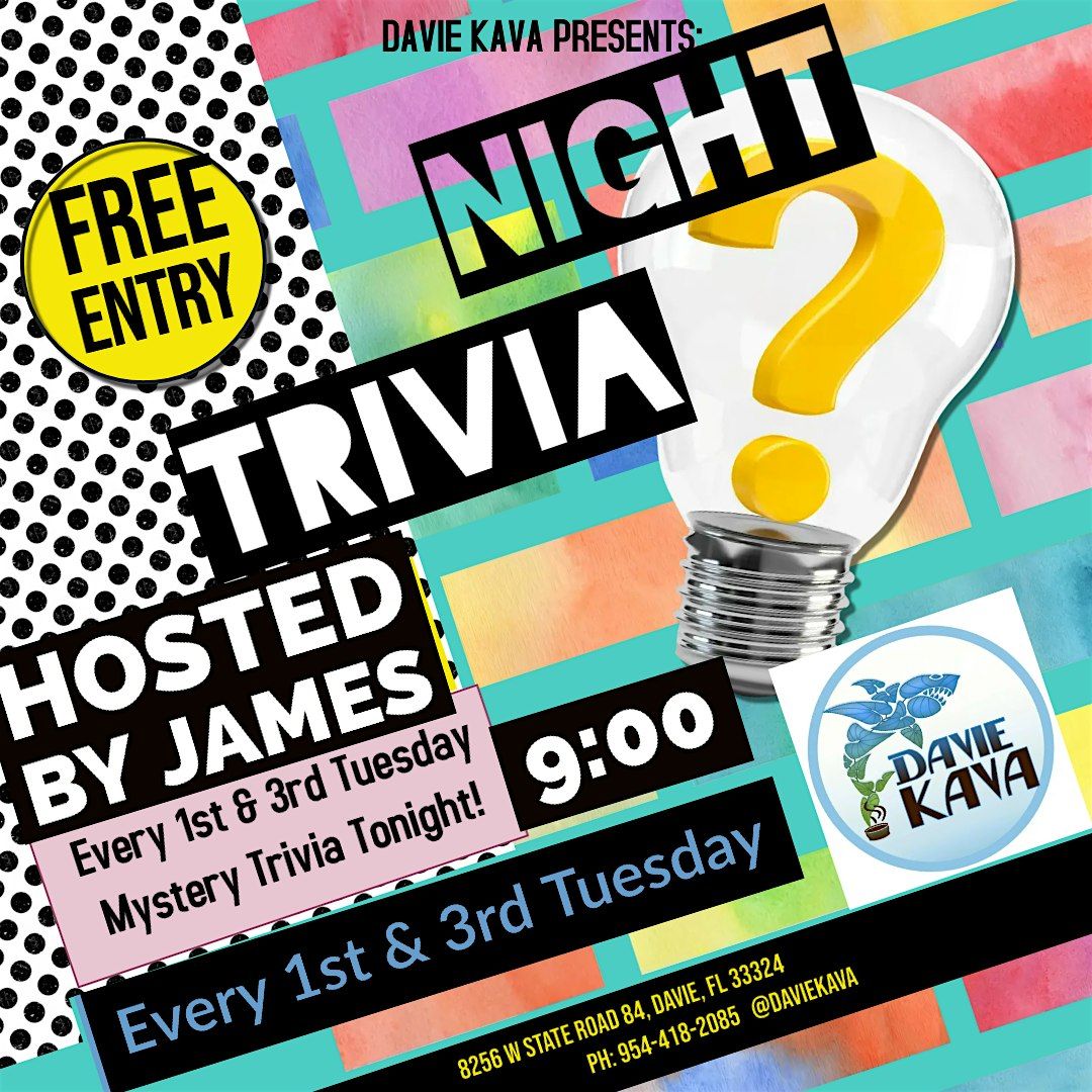 Trivia at Davie Kava - Every 1st & 3rd Tuesday at 9 pm | Event in Davie | AllEvents
