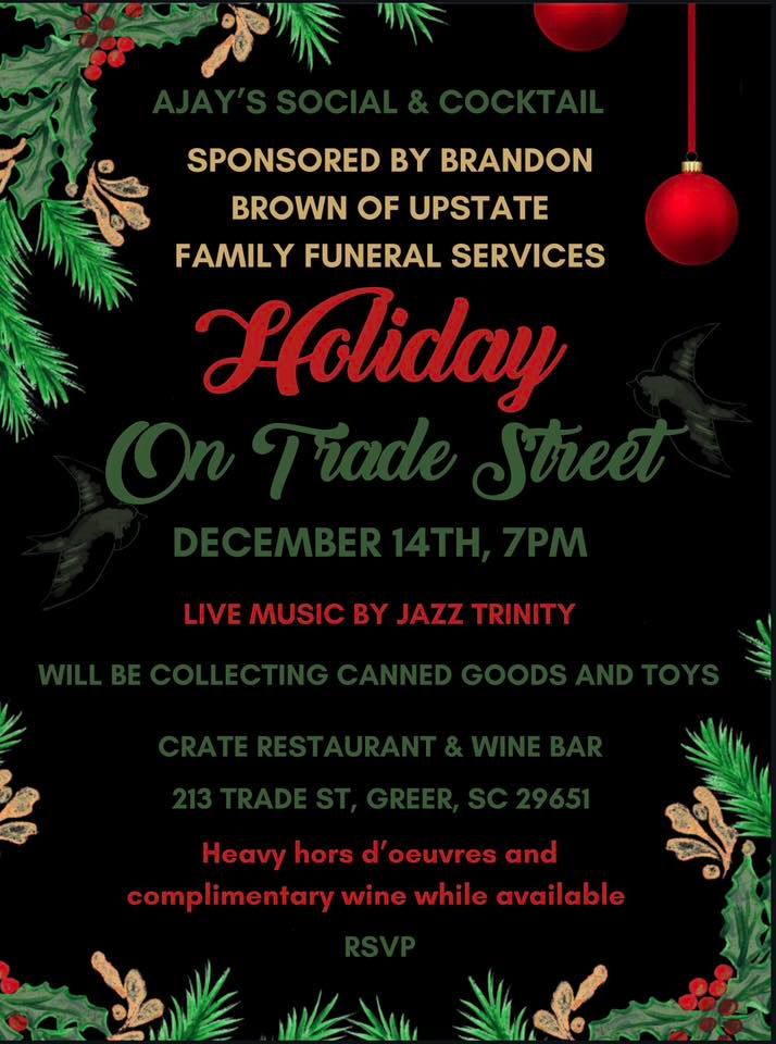 Holiday on Trade Street, Crate Restaurant & Wine Bar, Greer, December