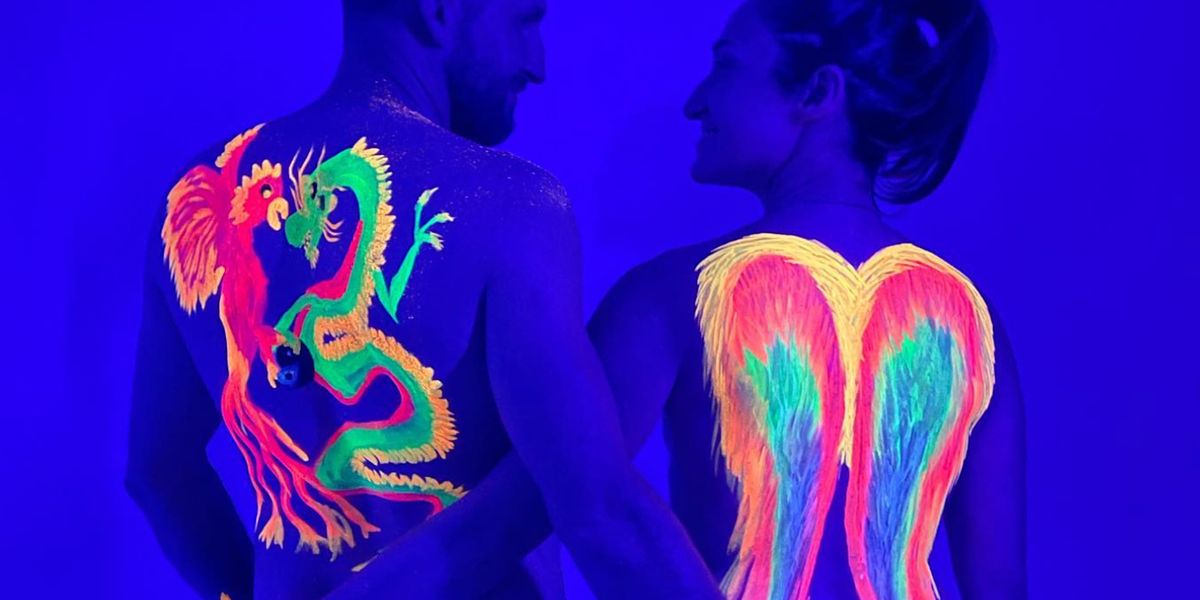 Paint in the Dark: UV Body Painting for Couples - Paint and Sip by ...