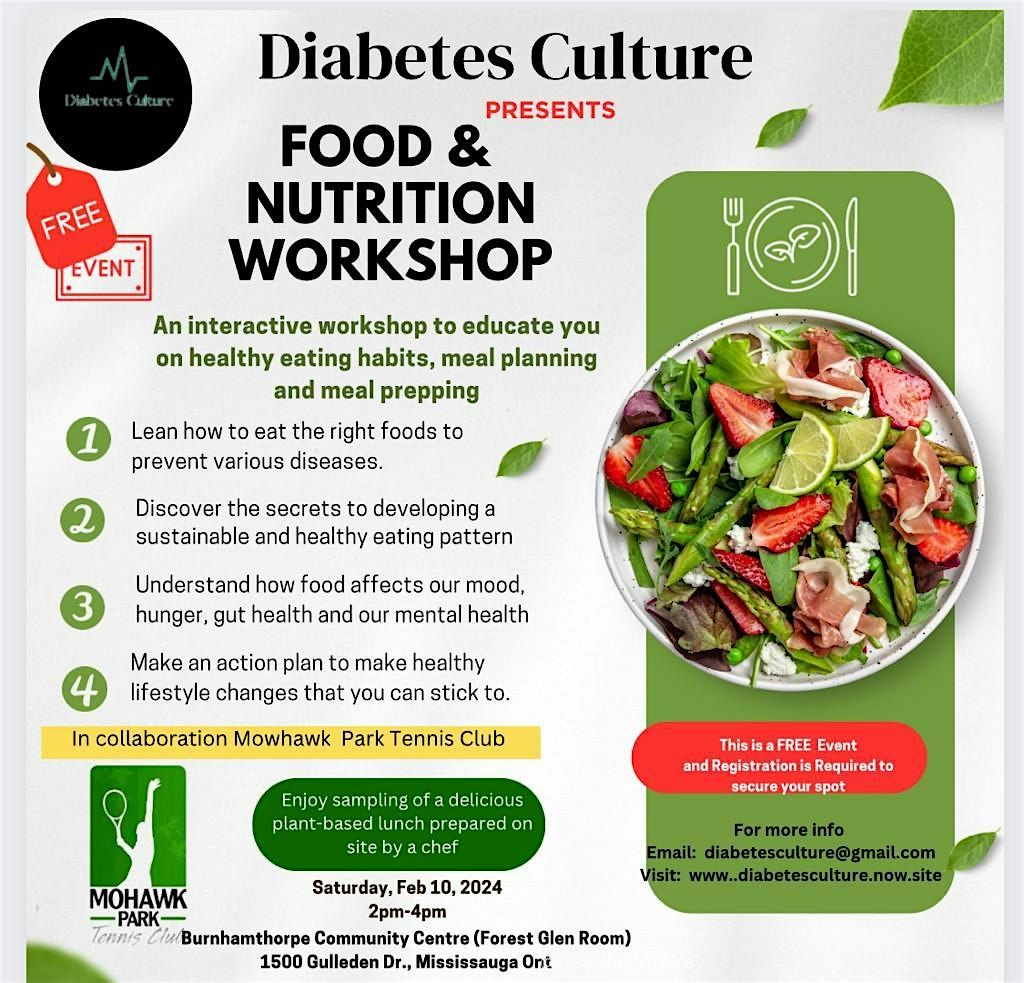 FOOD & NUTRITION Burnhamthorpe Community Centre, 1500 Gulleden Drive, Mississauga, ON