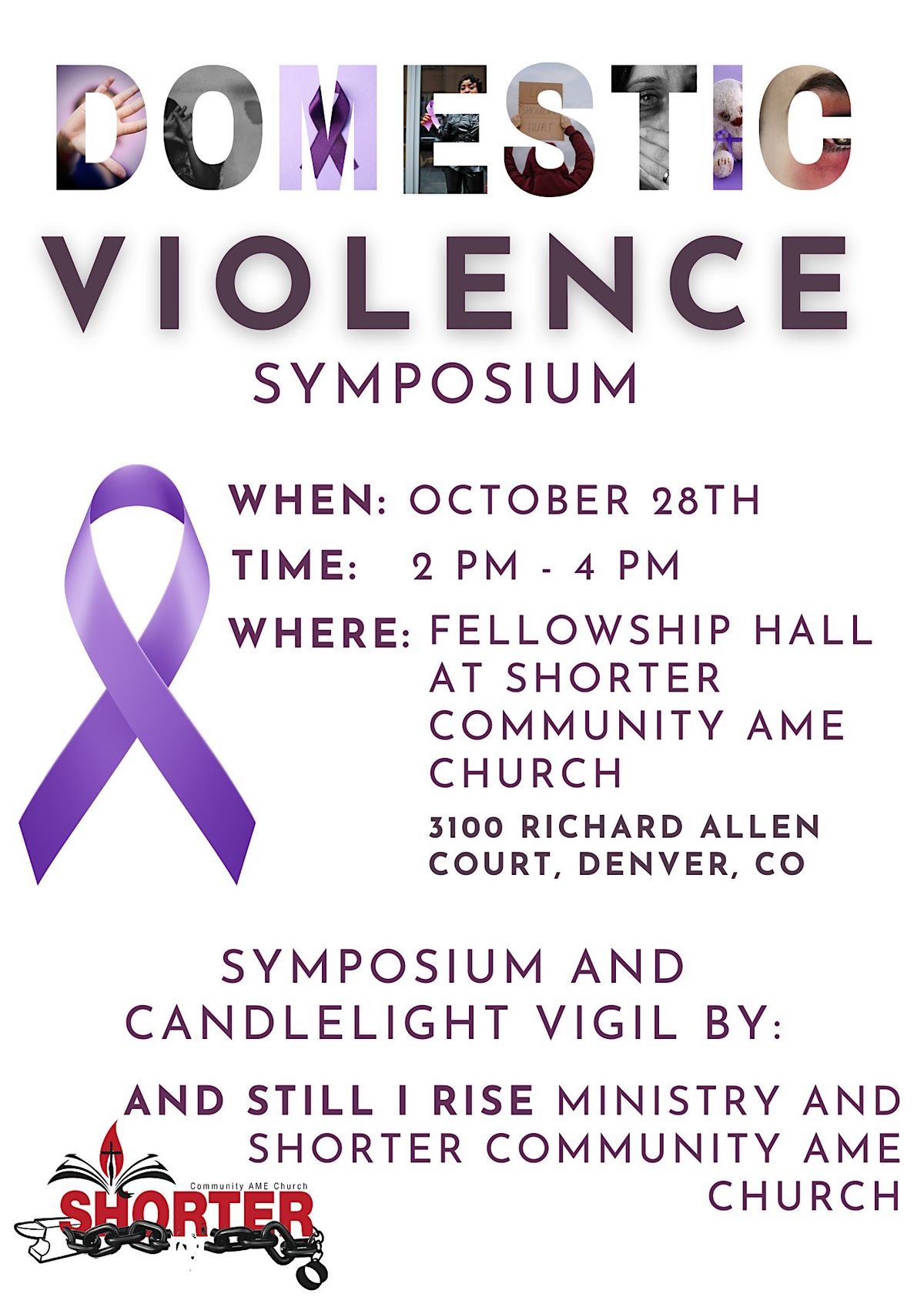 Domestic Violence Symposium and Candlelight Vigil, 3100 Richard Allen