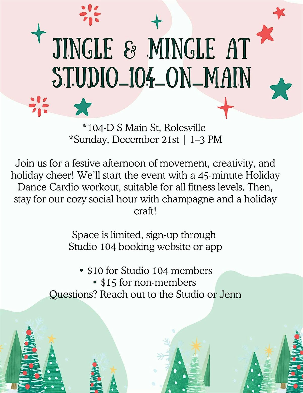 Jingle & Mingle at Studio 104 on Main, 21 December | Event in Rolesville | AllEvents