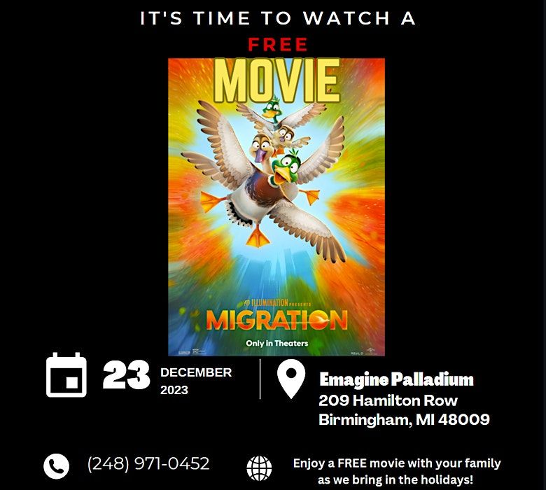 Free Movie Premiere Disneys "Migration", Emagine Palladium, Birmingham