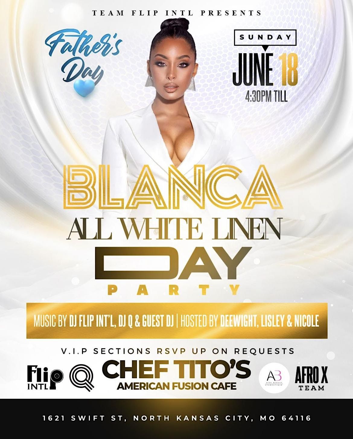 Blanca, Afro X All White Linen Day Party., American Fusion Cafe, North