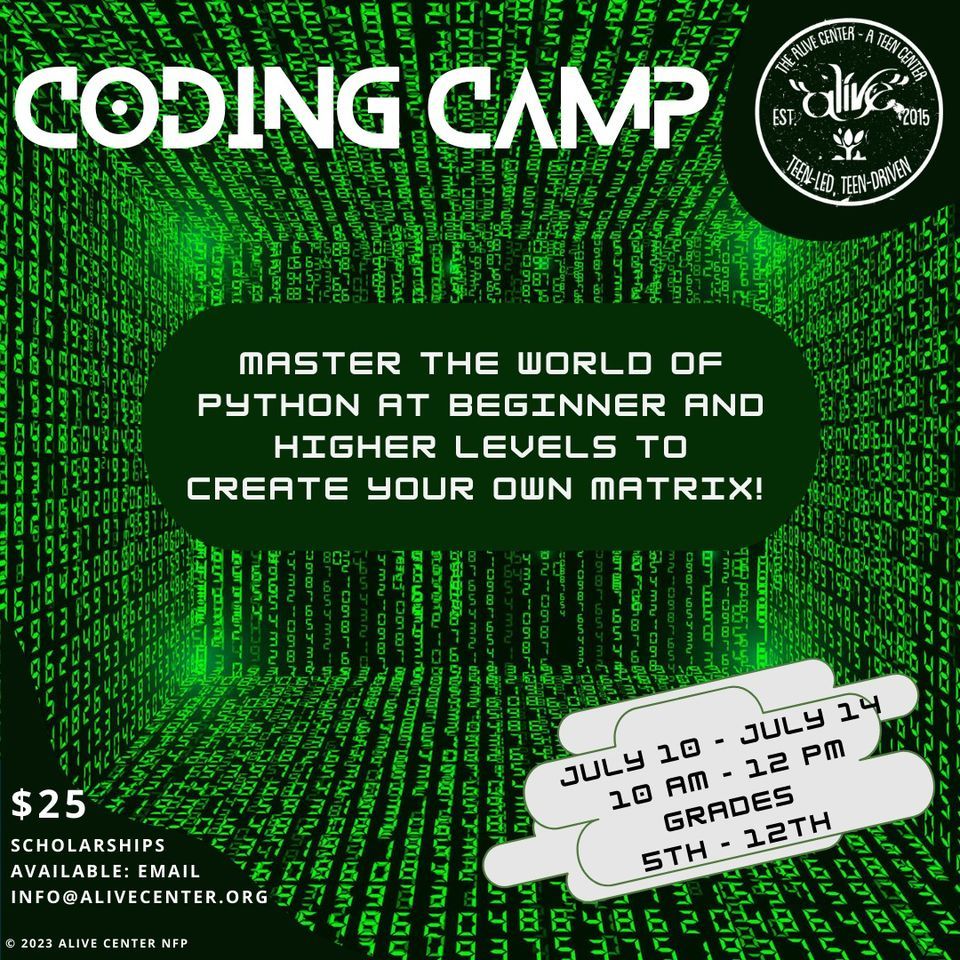 Coding Summer Camp for Tweens and Teens (5th12th), Alive Center