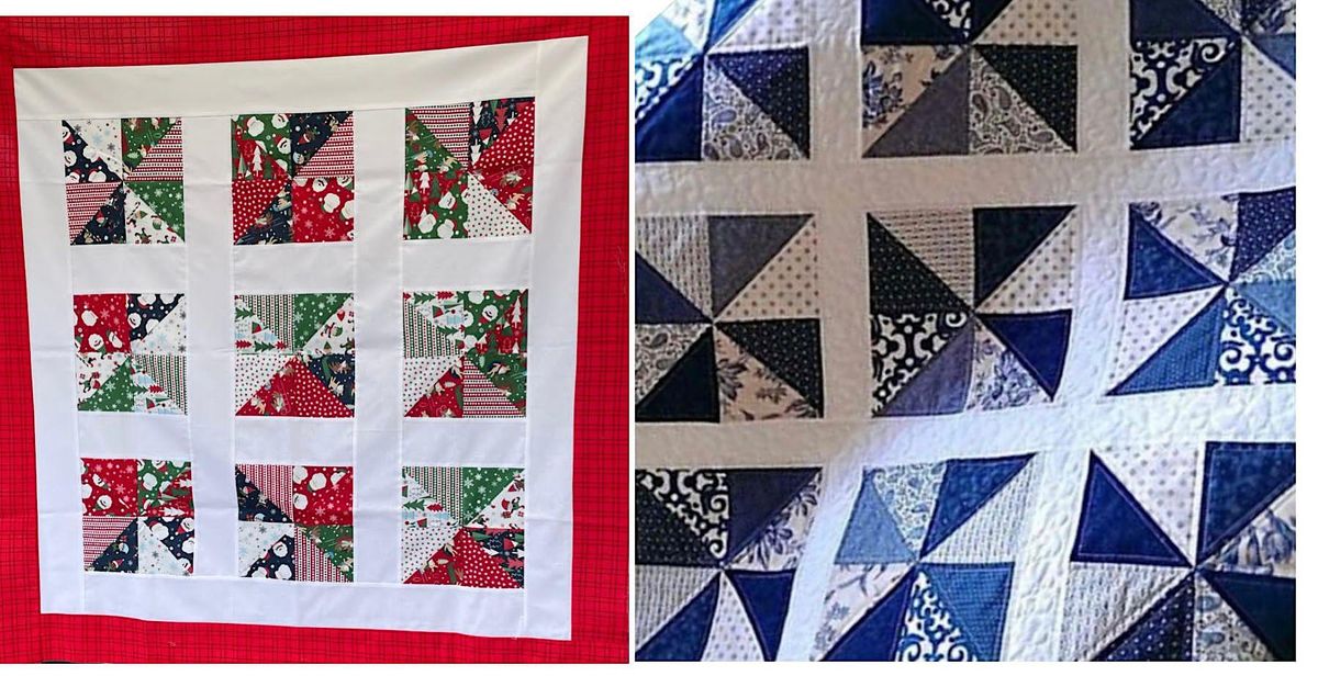 Christmas Pinwheel Lap Quilt, Blue House Fabrics, Ystradgynlais