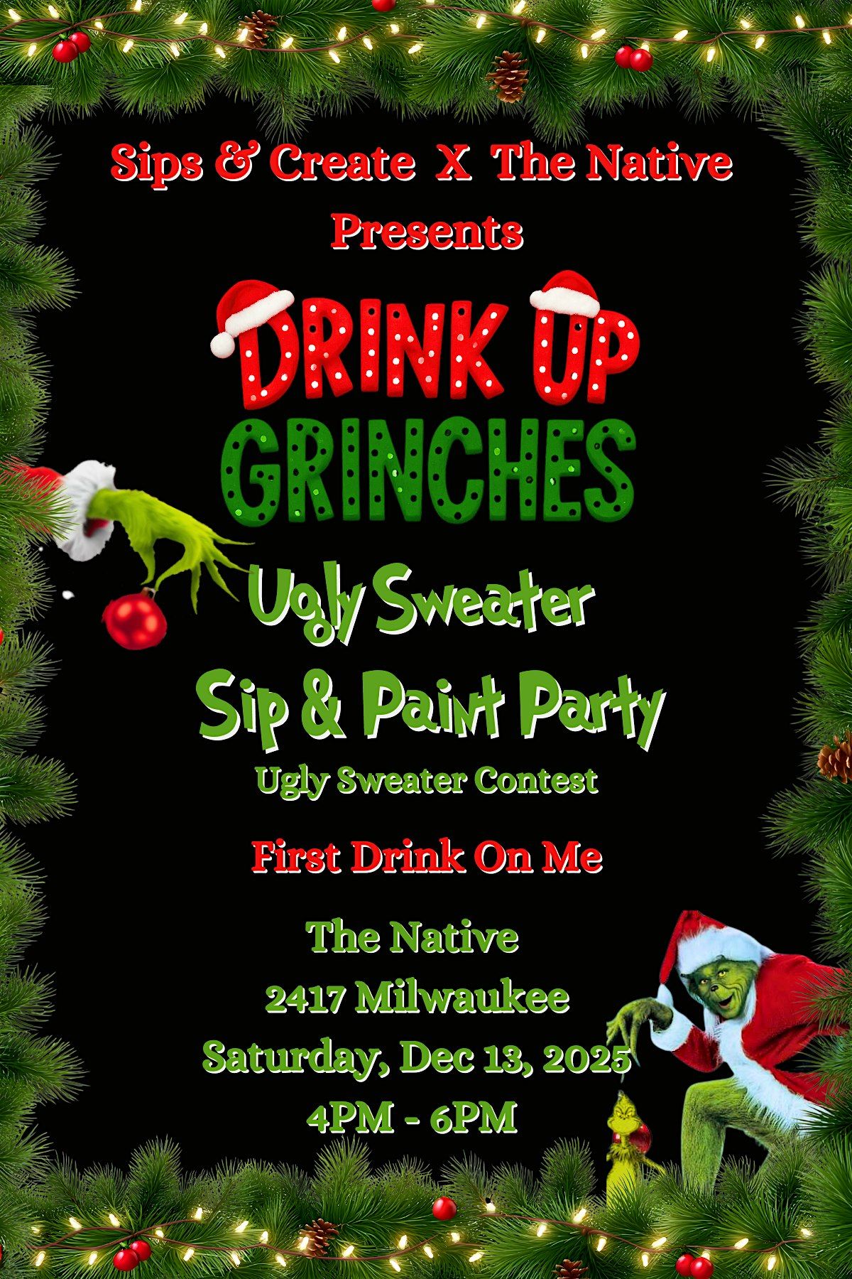 Ugly Sweater Sip & Paint Party I Sips & Create x The Native, 13 December | Event in Chicago | AllEvents