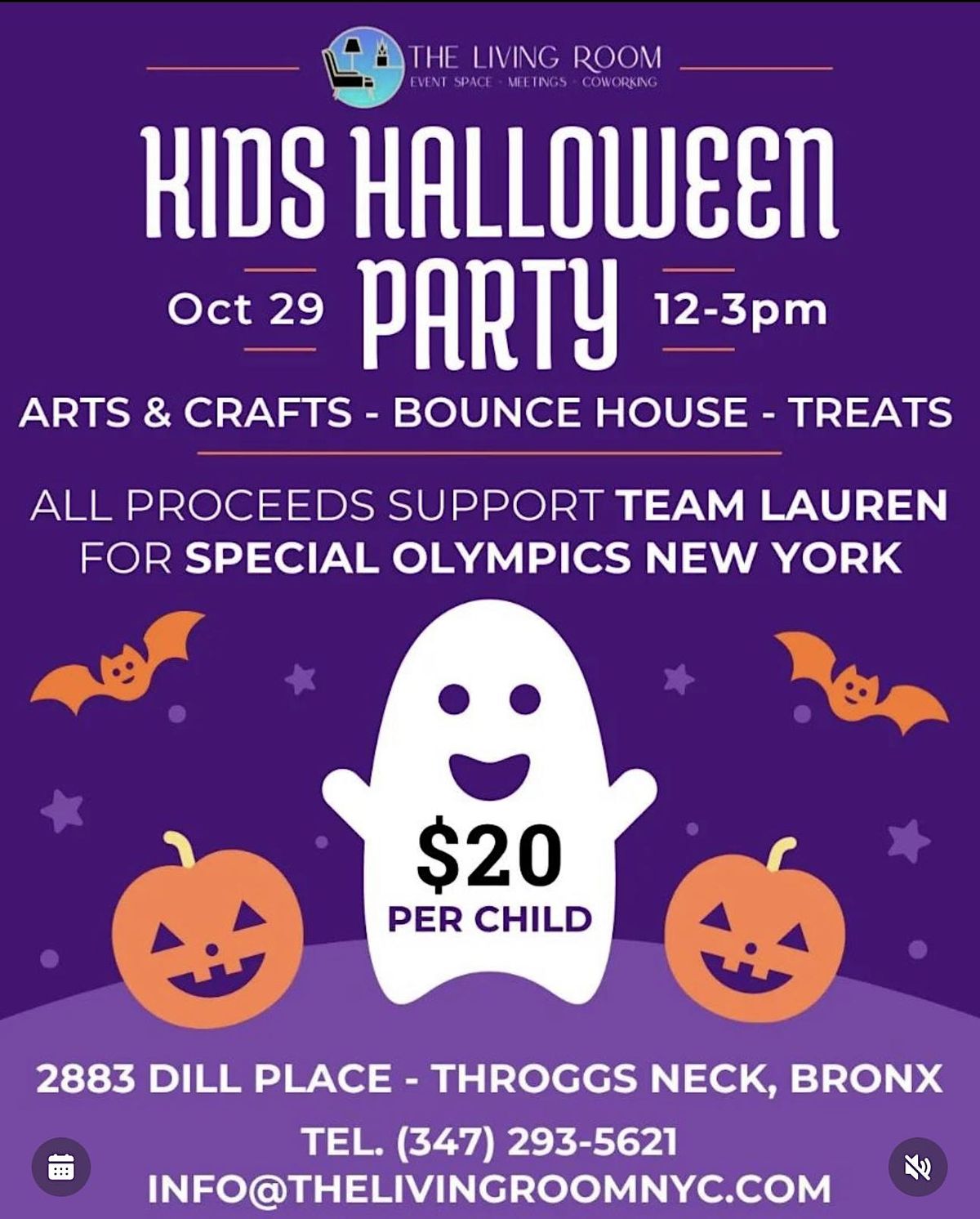 Kids Halloween Party at The Living Room, Bronx, NY, 2883 Dill Pl, Bronx