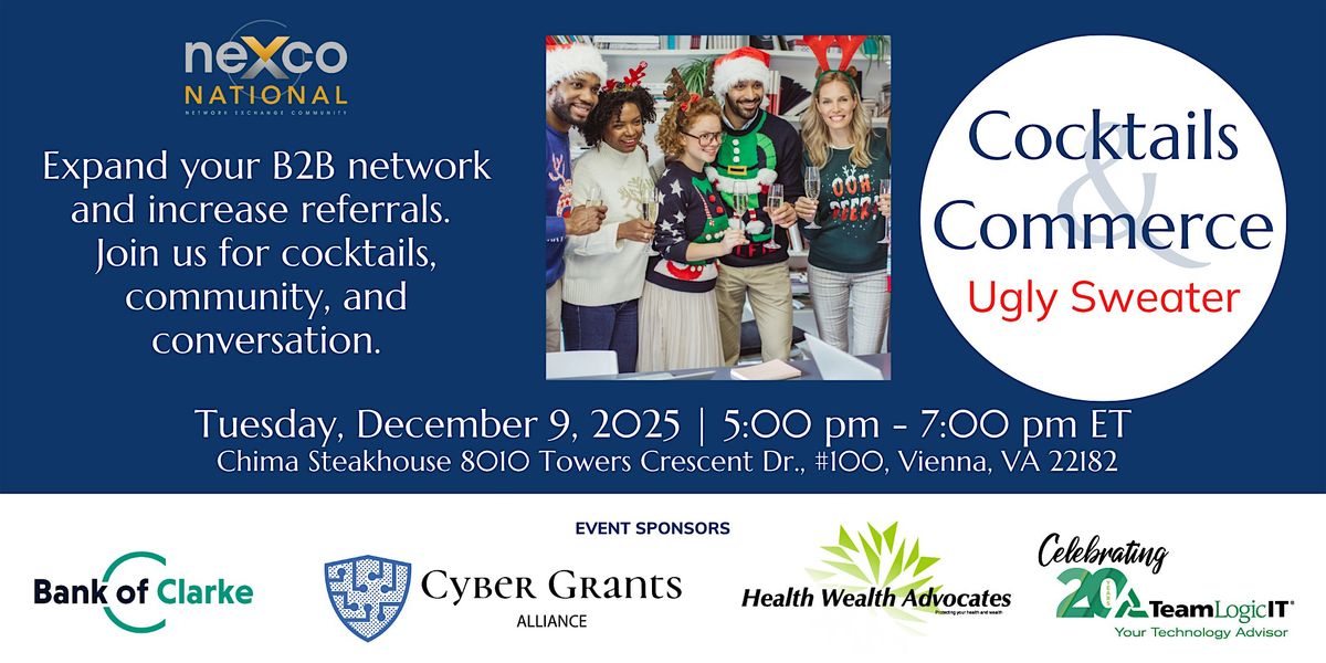 Cocktails & Commerce - Ugly Sweater NoVa Edition, 9 December | Event in Tysons | AllEvents