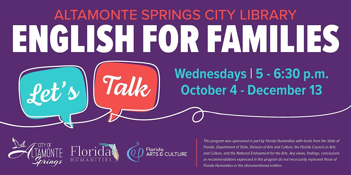 English for Families, Altamonte Springs Library, 6 December 2023