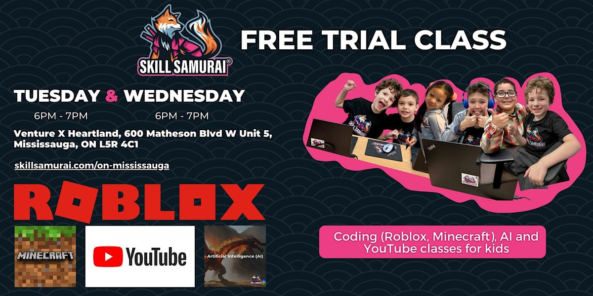 Coding (Roblox, Minecraft), AI and YouTube classes for kids, Venture X