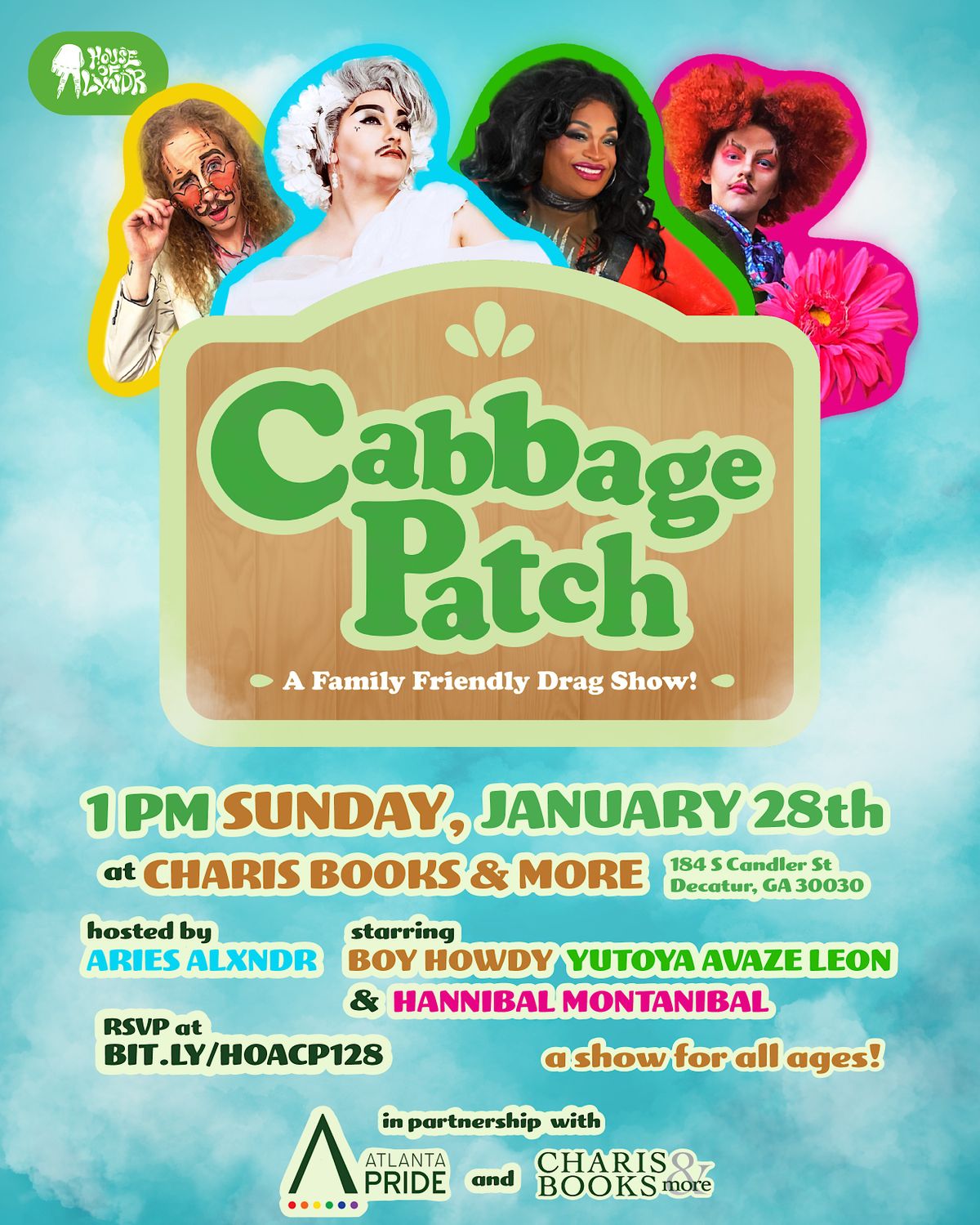 CABBA`GE PATCH! A Family Friendly Drag Show, Charis Books & More