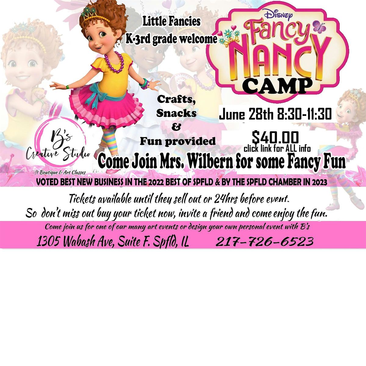 Fancy Nancy CLASS, B’s Creative Studio, Springfield, 28 June 2024 ...