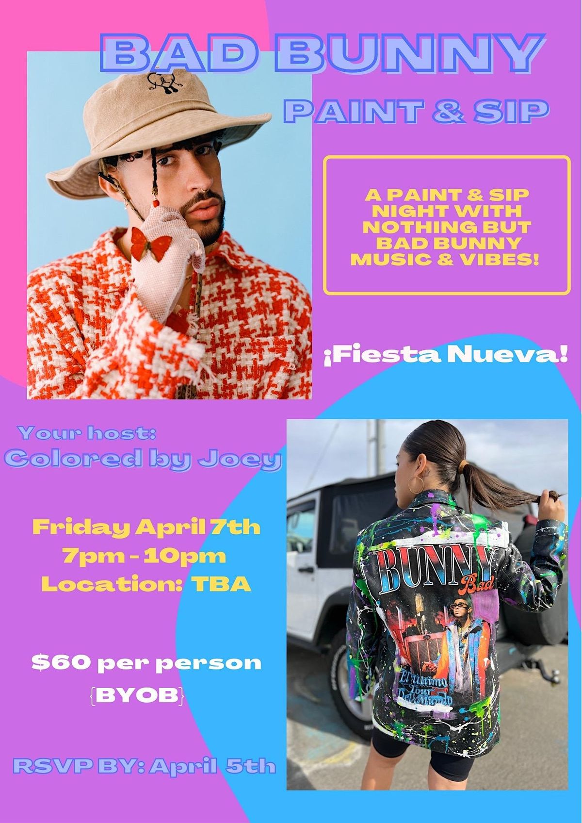 Bad Bunny Paint & Sip (First Fridays), Hollywood, Los Angeles, 7 April