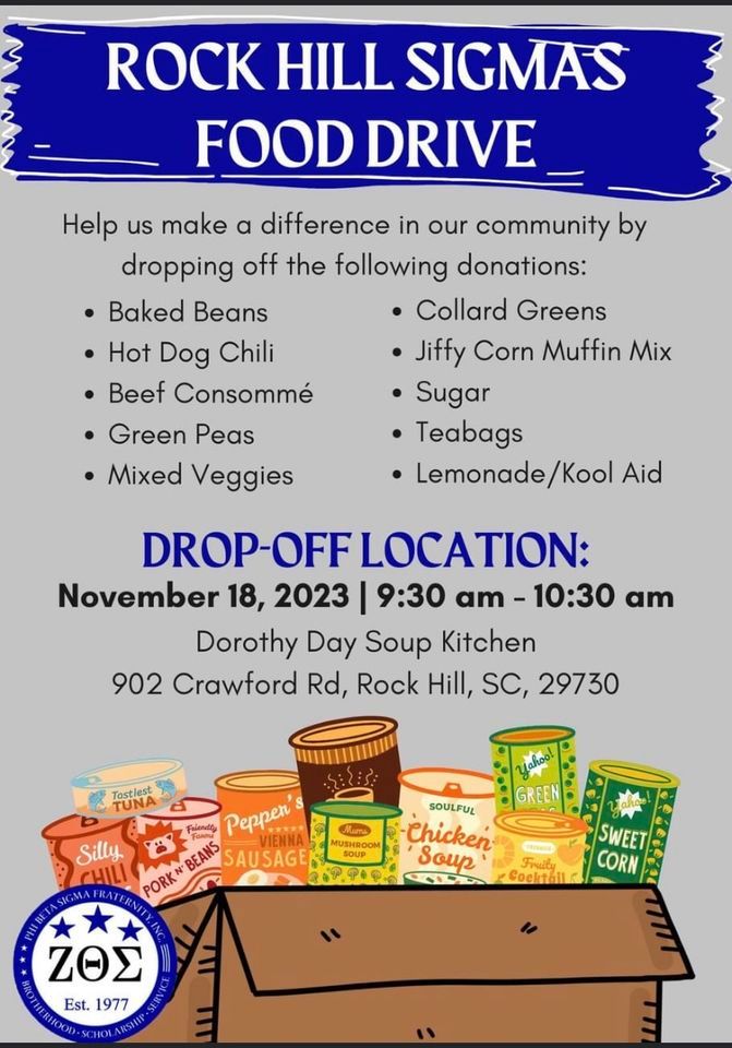 Rock Hill Sigmas Food Drive, Dorothy Day Soup Kitchen, Rock Hill