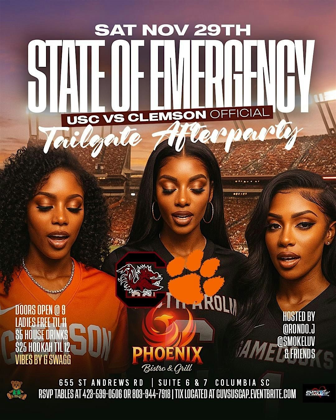 SOE: USC VS CLEMSON TAILGATE AFTER PARTY, 29 November | Event in Columbia | AllEvents