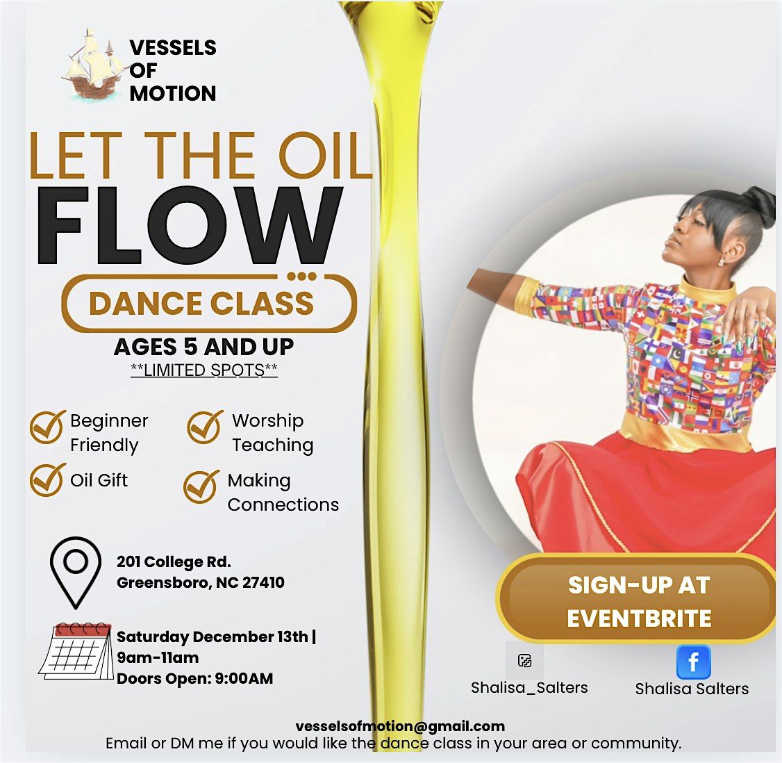 Let the Oil Flow: Dance Class, 13 December | Event in Greensboro | AllEvents