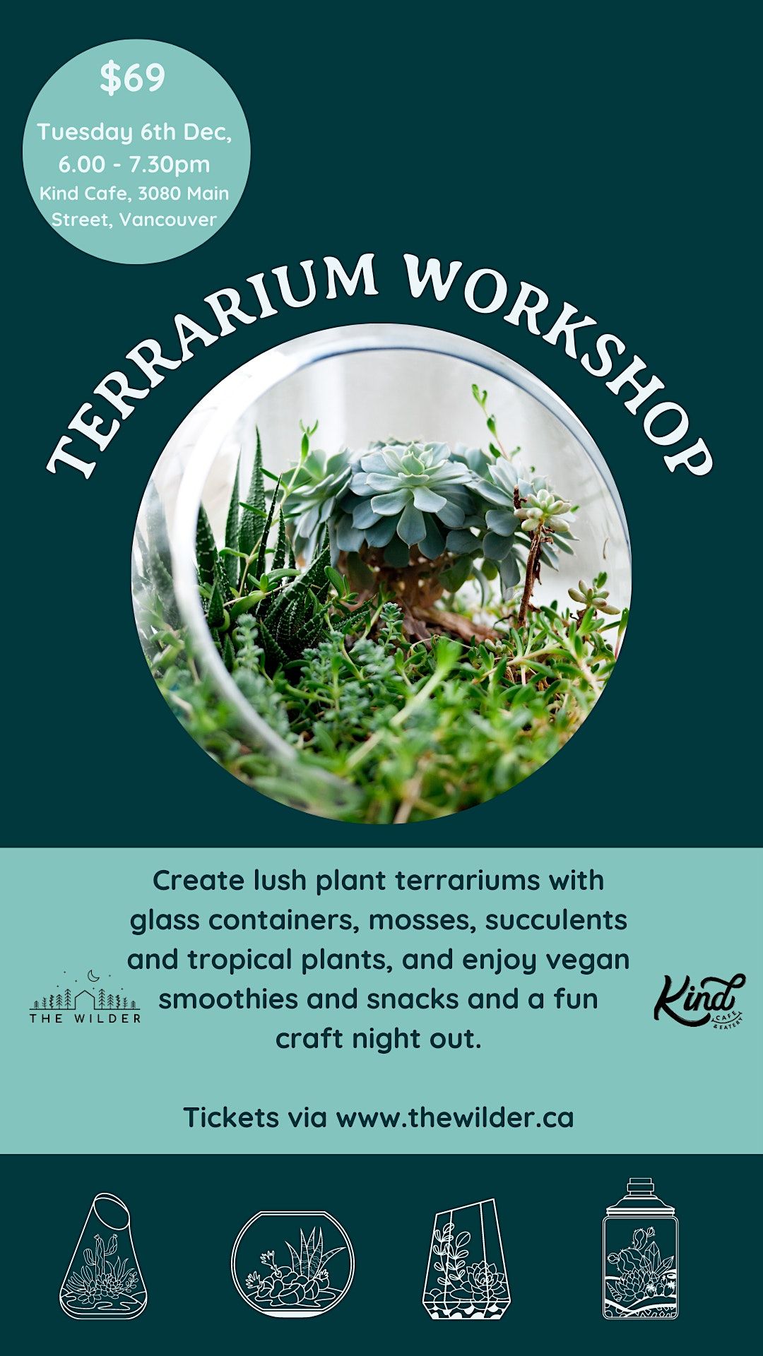 Terrariummaking Kind Cafe & Eatery, Vancouver, December 6