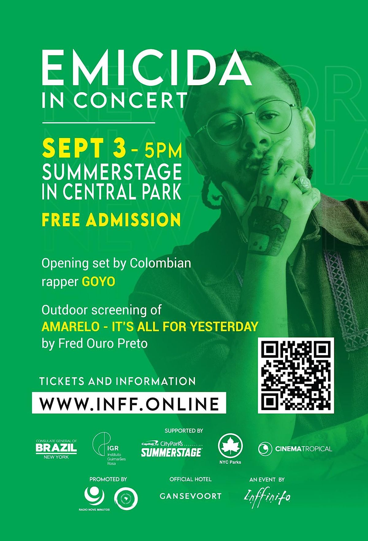 EMICIDA in concert, SummerStage in Central Park, New York, September 3