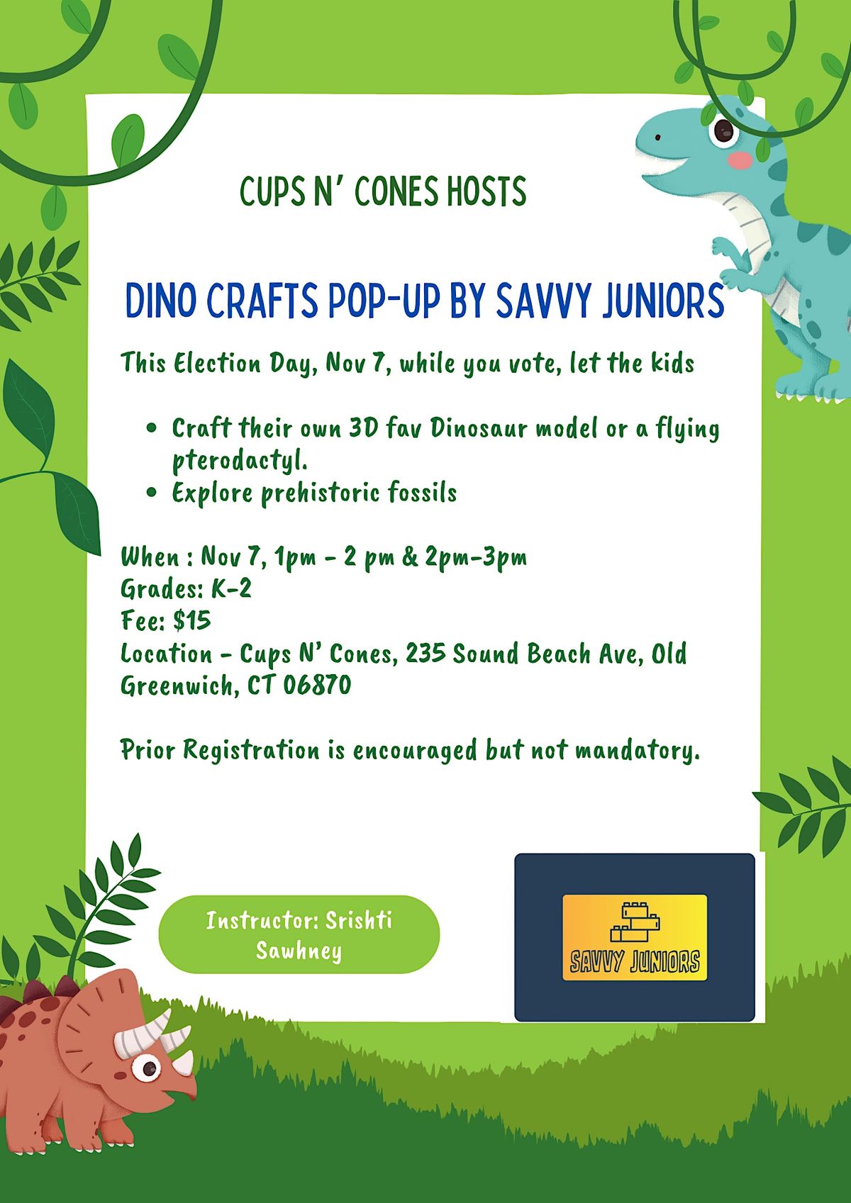 Dino Crafts Popup by Savvy Juniors, Cups N' Cones of Old Greenwich