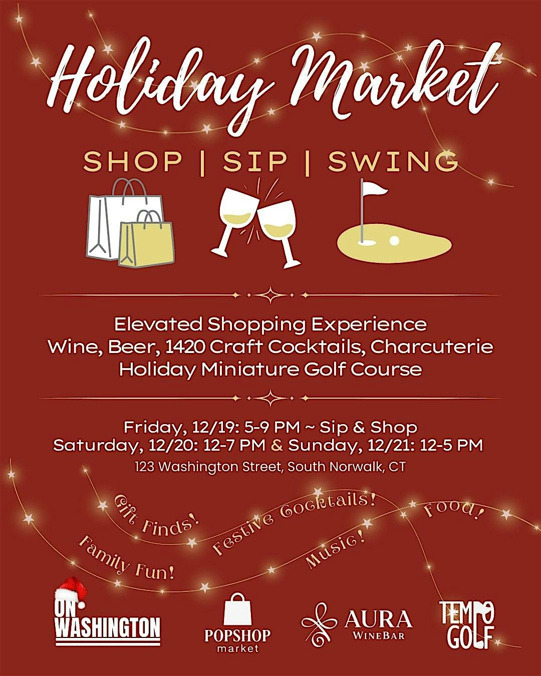Holiday Mini Golf @ Shop, Sip & Swing OnWashington, 21 December | Event in Norwalk | AllEvents