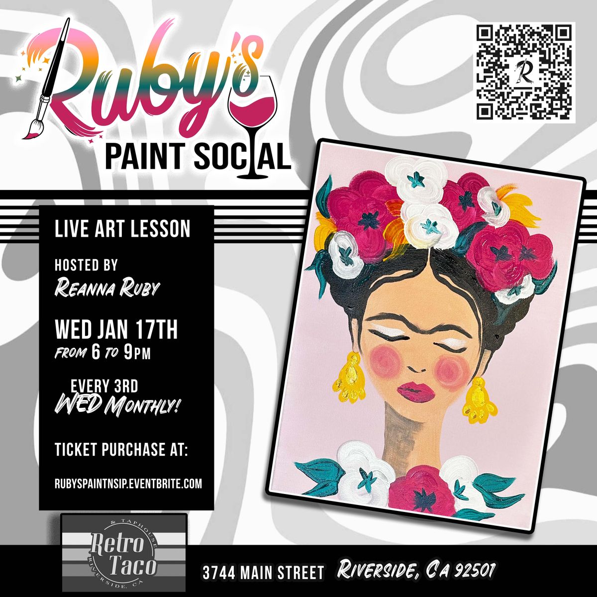 Paint Social!! Frida!!, Retro Taco, Riverside, 17 January 2024 ...