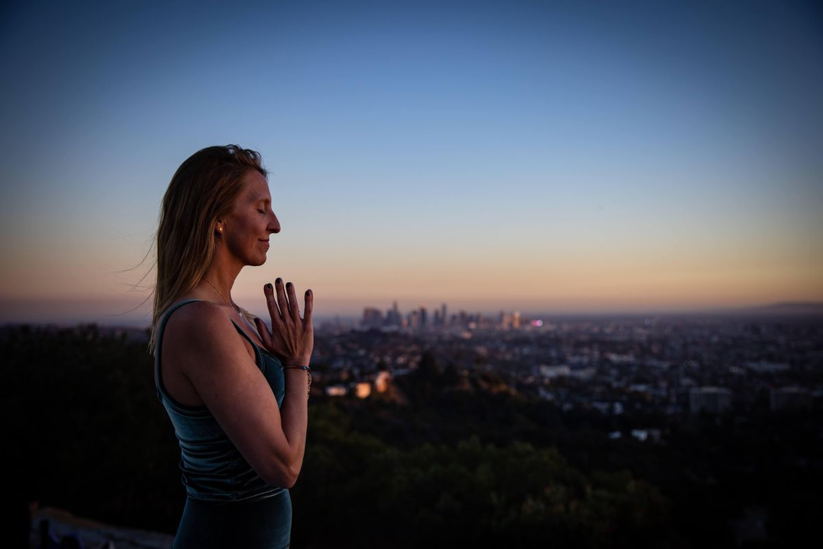 Prenatal Community Yoga in the Park, Griffith Park Bear Statue, Los Angeles, 3 July 2023