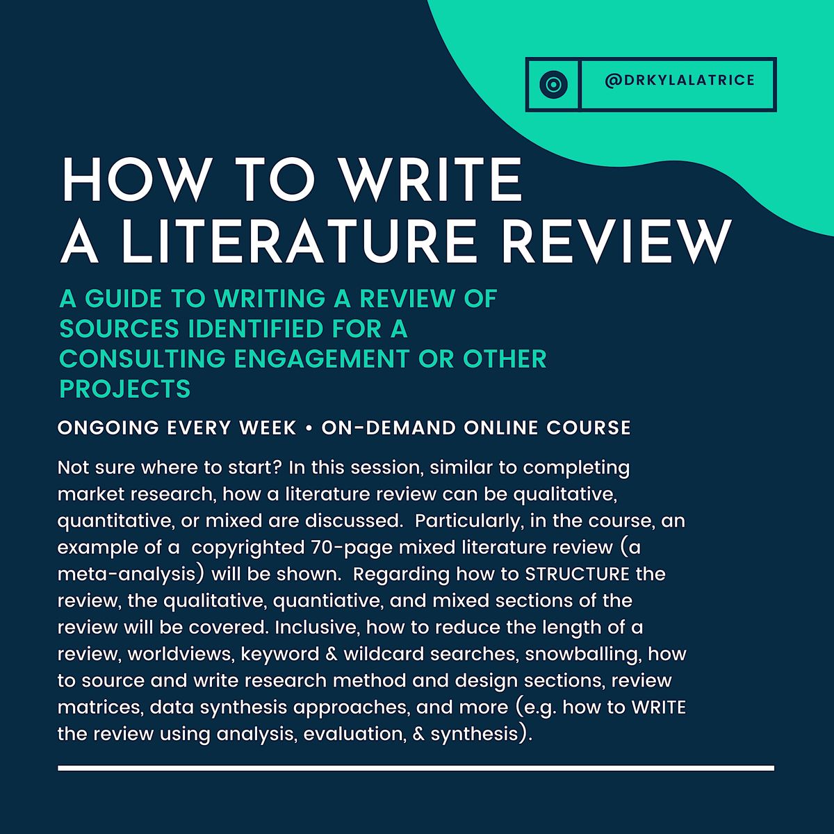 How To Write A Literature Review, 17 January to 18