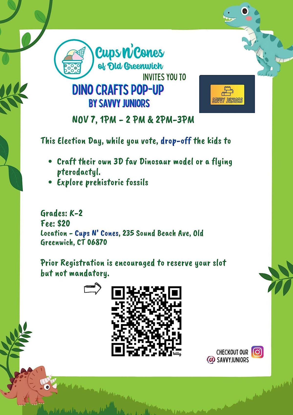 Dino Crafts Popup by Savvy Juniors, Cups N' Cones of Old Greenwich