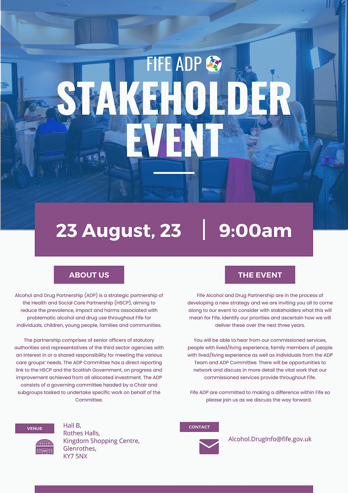 Fife ADP Stakeholder Event, Rothes Halls, Glenrothes, 23 August 2023