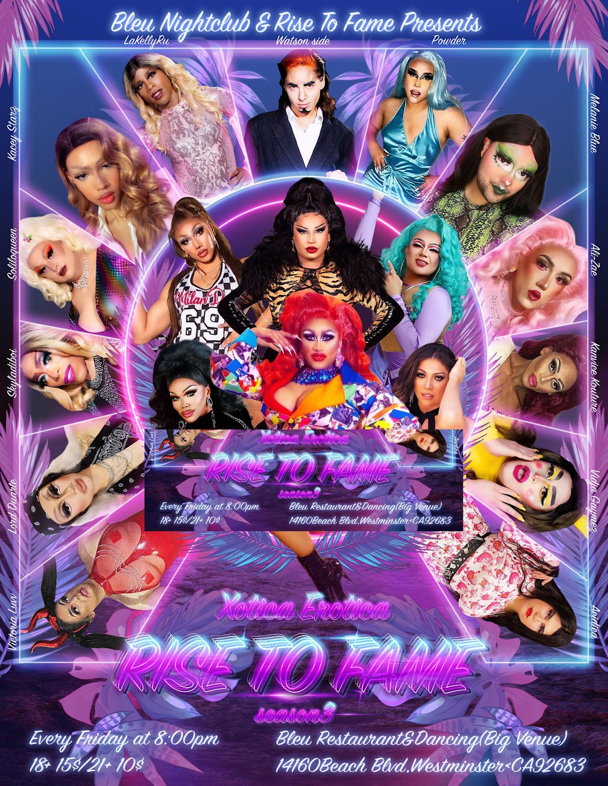 Rise2Fame Season 3 Drag Show Competiton Bleu 18+, Bleu Restaurant