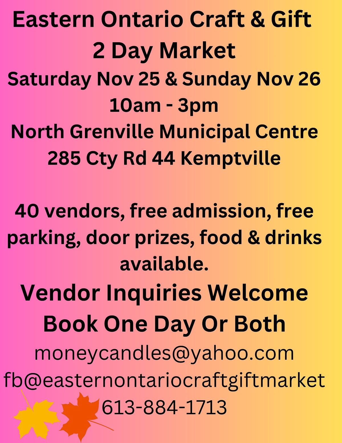 Eastern Ontario Craft & Gift 2 Day Market, North Grenville Municipal