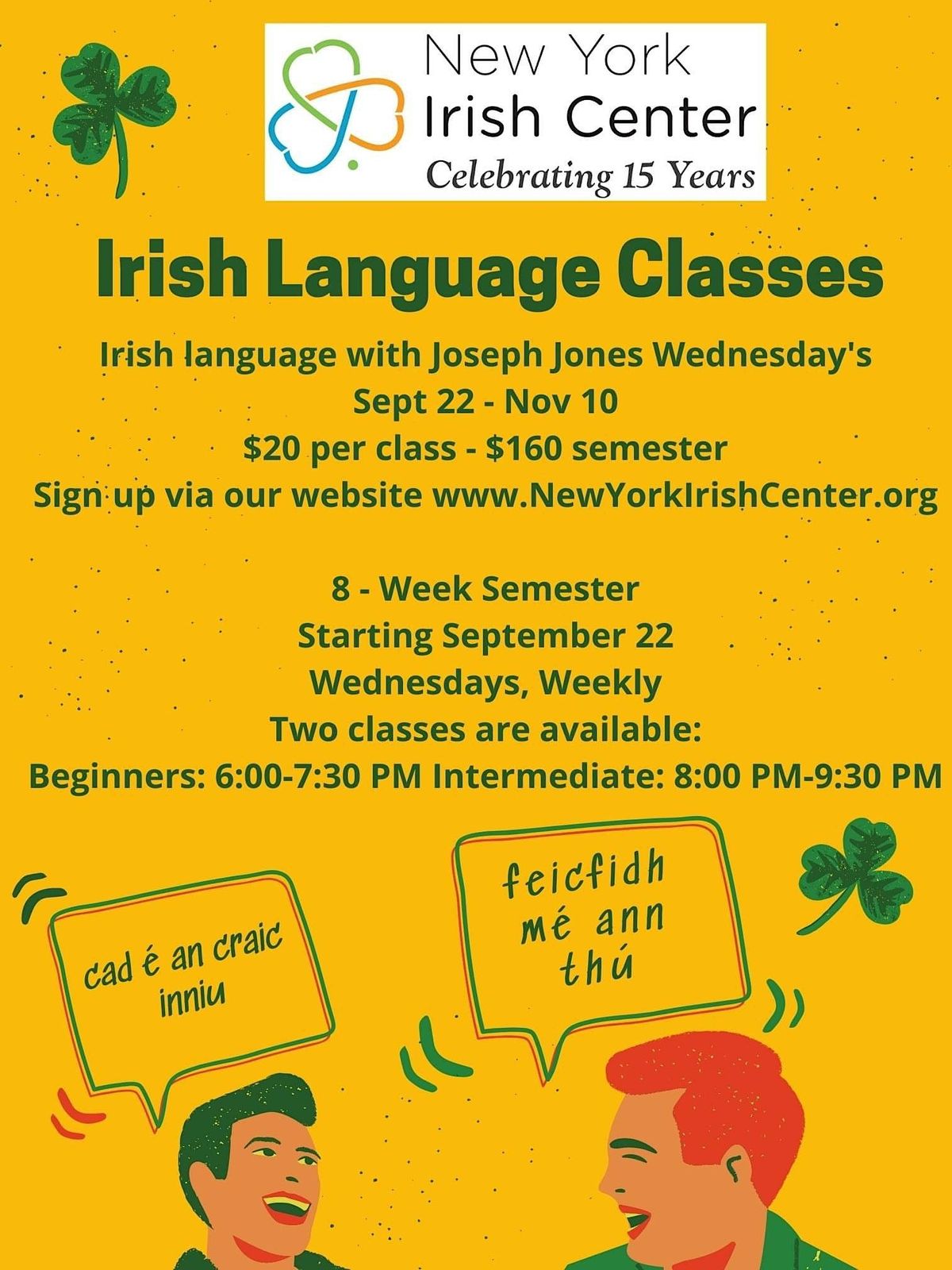 Irish Language Classes: Winter 2024, New York Irish Center, Long Island ...