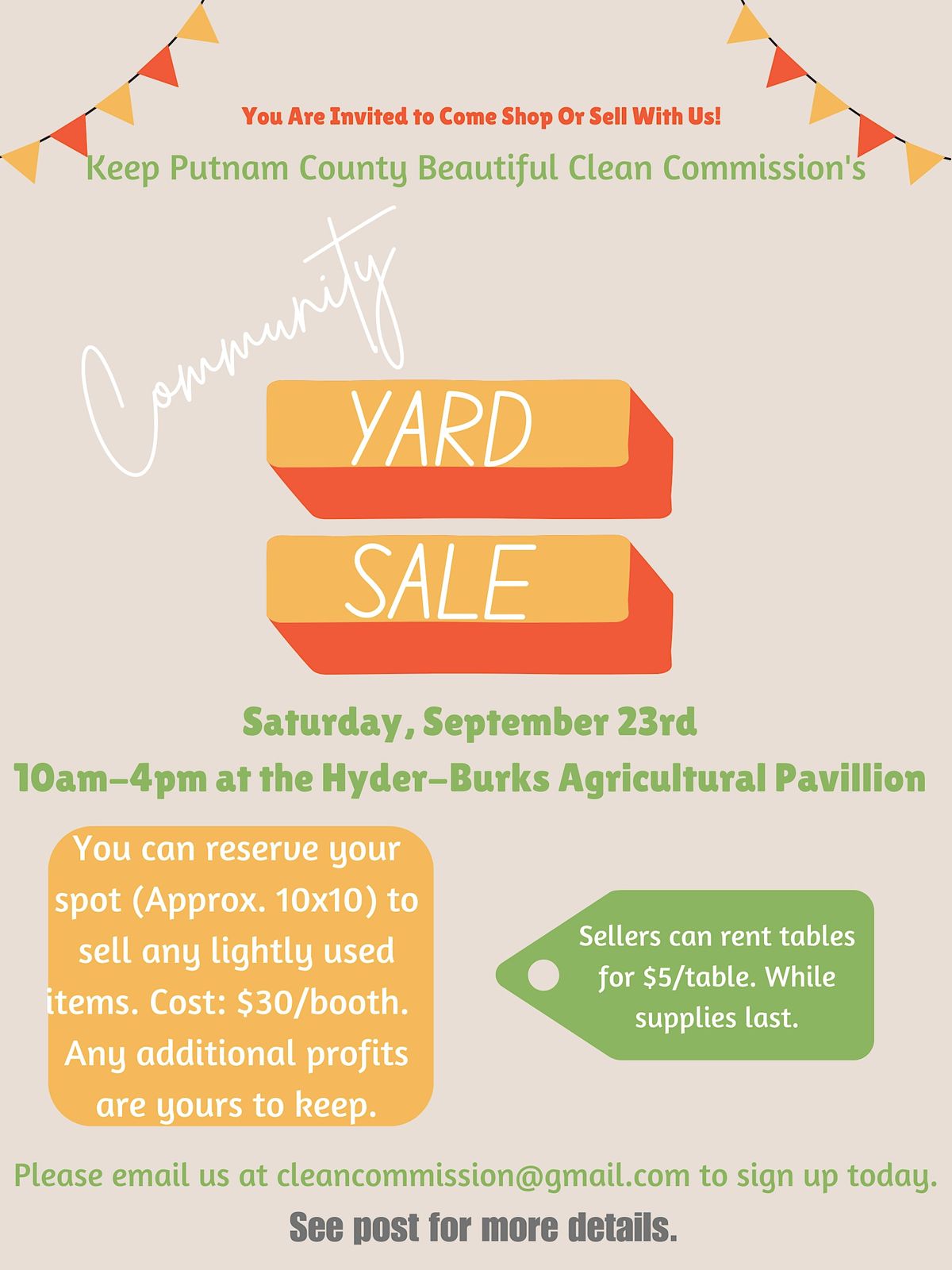Keep Putnam County BeautifulClean Commissions Community Yard Sale