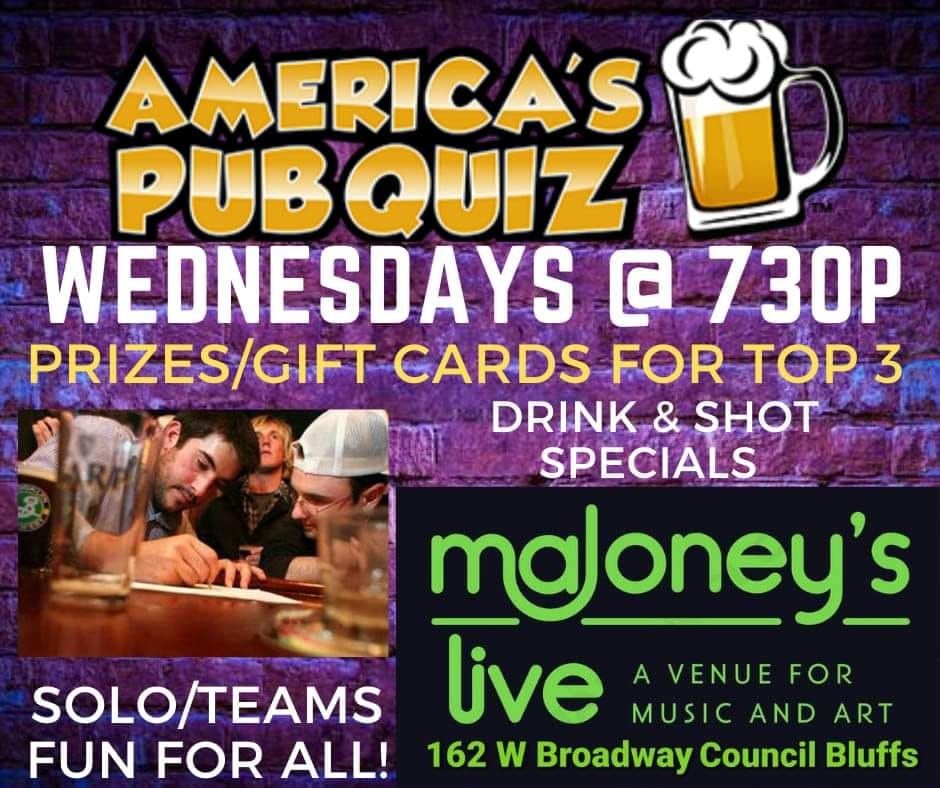 Wednesday Trivia by Americas Pub Quiz , 162 W Broadway, Council Bluffs
