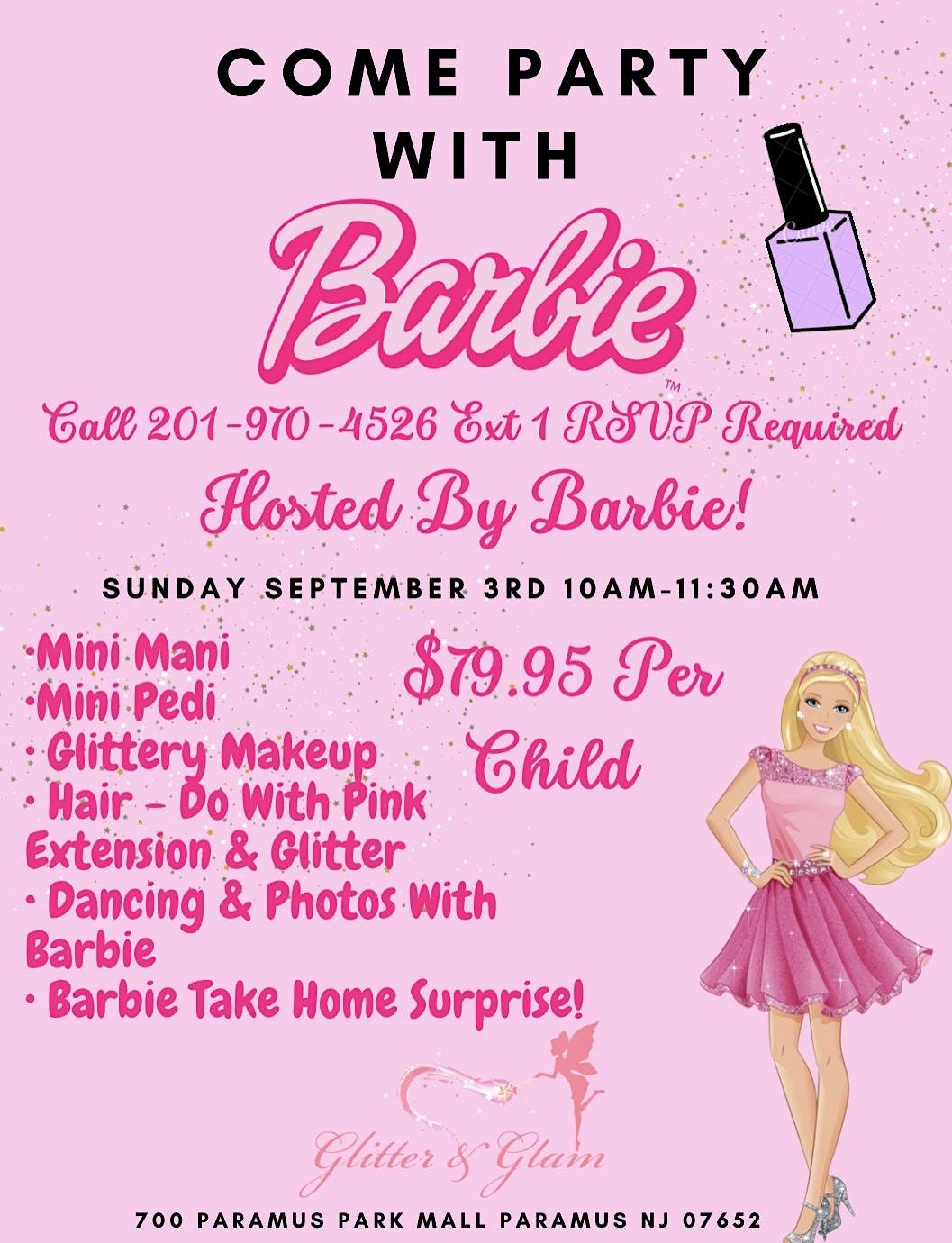 Come Party With Barbie!, Glitter & Glam, Paramus, September 3 2023
