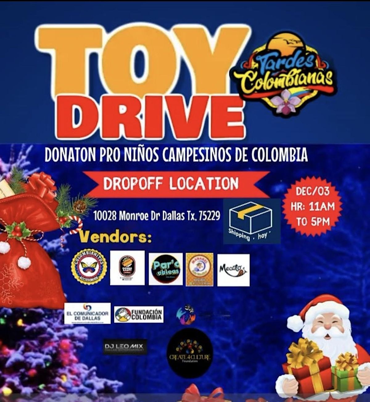 Toy Drive DONAT N Pro Ni os Campesinos De Colombia Shipping Hoy
