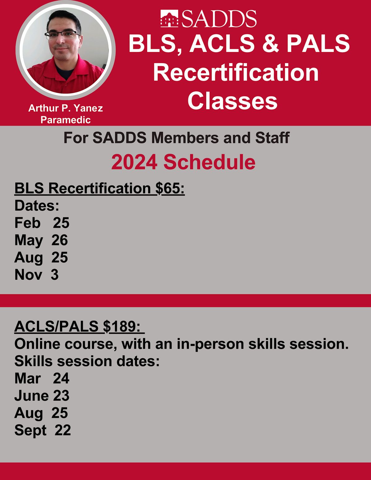 ACLS & PALS Recertification course and inperson skills