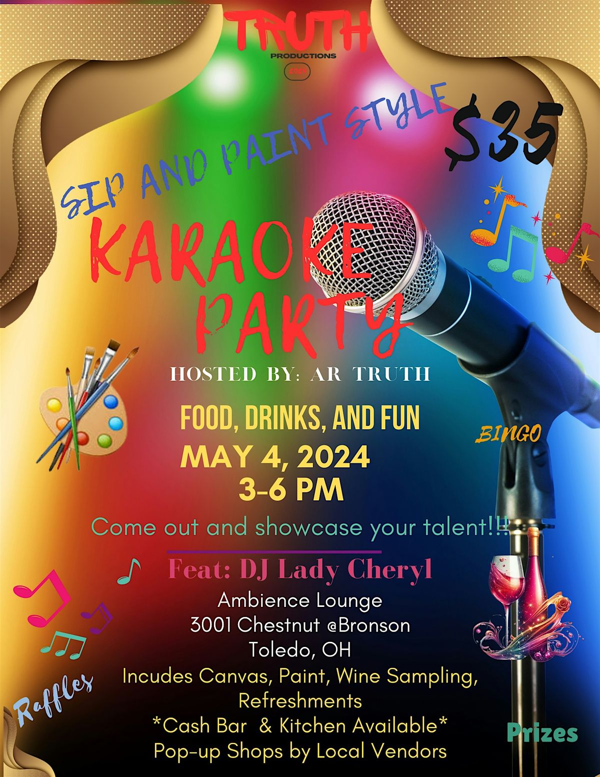 Karaoke Party Paint & Sip Style, Ambience Lounge, Toledo, 4 May 2024