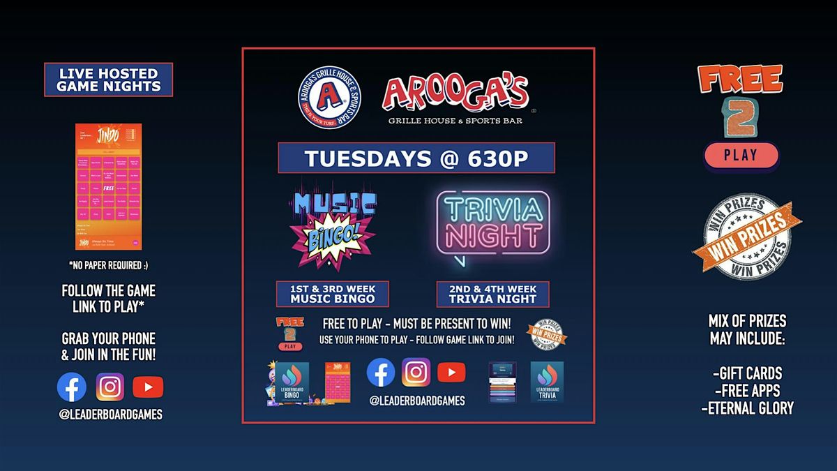 GAME NIGHT  | Arooga's - Lancaster PA - TUE 630p @LeaderboardGames | Event in Lancaster | AllEvents