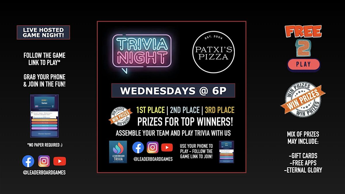 Trivia Night | Patxi's Pizza - Dublin CA - WED 6p - @LeaderboardGames | Event in Dublin | AllEvents