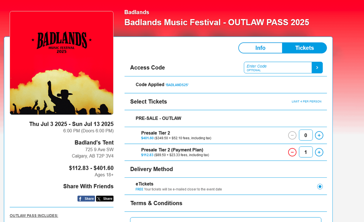 Badlands Music Festival (Thursday Pass) (18+), 11 July | Event in Calgary | AllEvents